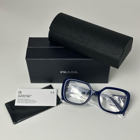 Prada Blue Bold Rectangular Glasses - Picture 10 of 13